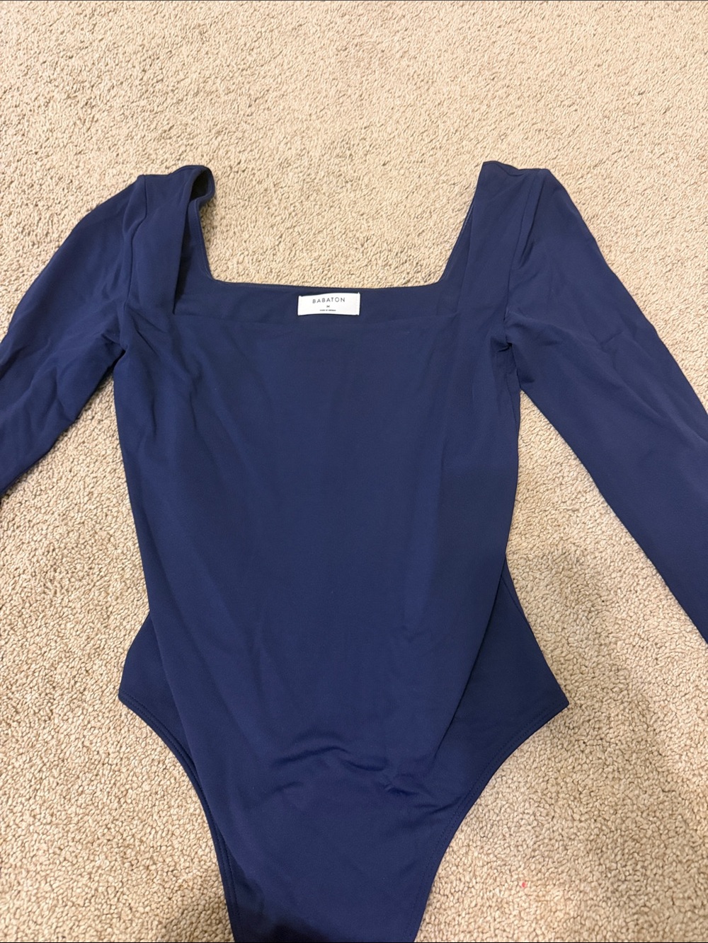 Aritzia Babaton Navy Square-Neck Long-Sleeve Bodysuit